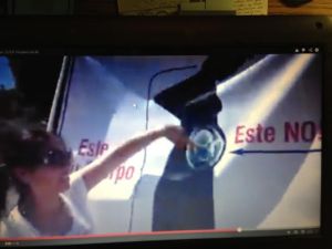 adriana points to baby