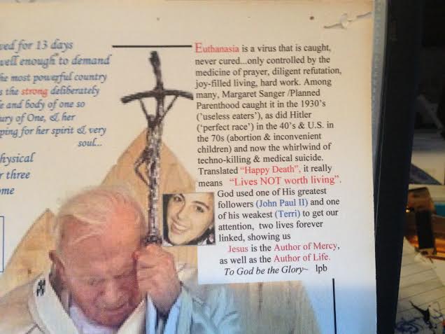 pope st john paul the great, terri and euthanasia