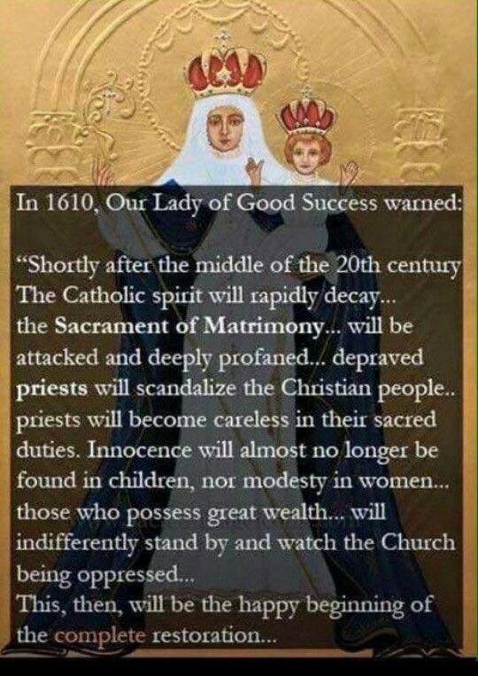 Our lady of good success 1610 prophecy