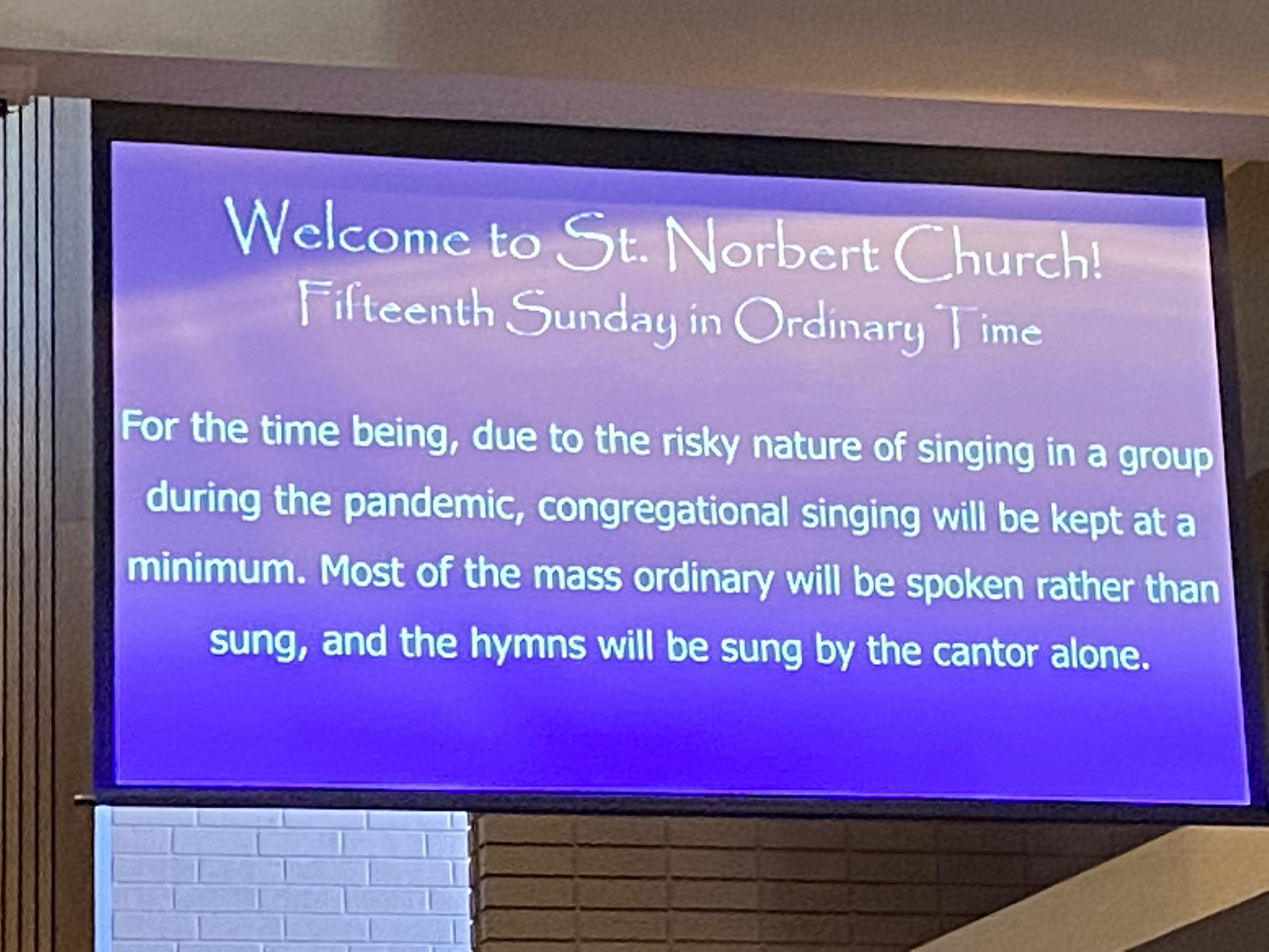 singing restricted at stnorb